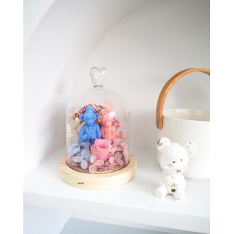 情侶/結婚熊仔永生花玻璃罩禮品