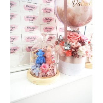 情侶/結婚熊仔永生花玻璃罩禮品